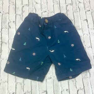 Carter’s Boys 4T Navy Nautical Pull-On Shorts Elastic Waist Summer Embroidered